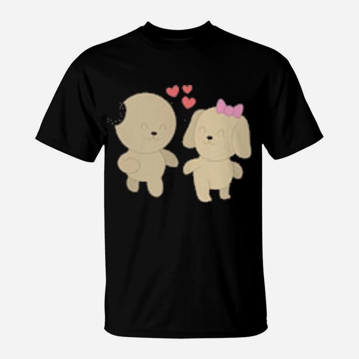 Dog Couples Wedding Anniversary Valentines Him Her T-Shirt