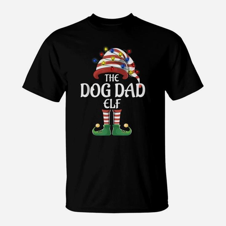 Dog Dad Elf Lights Funny Matching Family Christmas Party Paj T-Shirt
