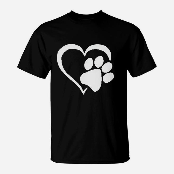 Dog Paw Love Heart Print T-Shirt