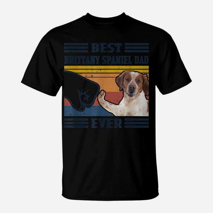 Dog Vintage Best Brittany Spaniel Dad Ever Father's Day T-Shirt