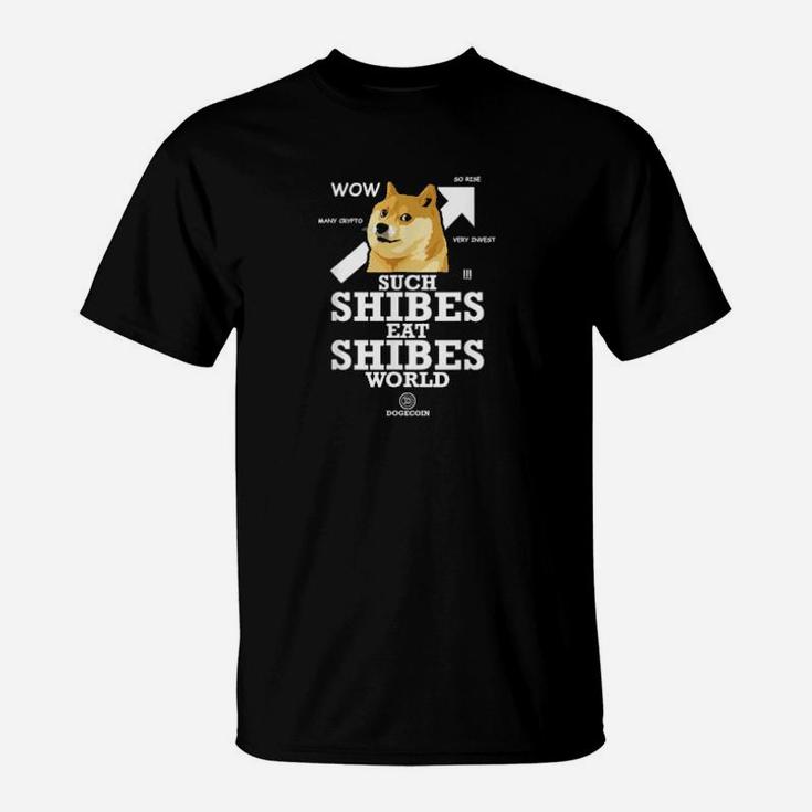 Dogecoin Shibes Eat Shibes Cryptocurrency Hodler Doge Meme T-Shirt