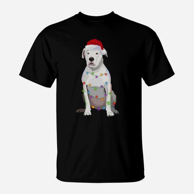 Dogo Argentino Christmas Lights Xmas Dog Lover T-Shirt