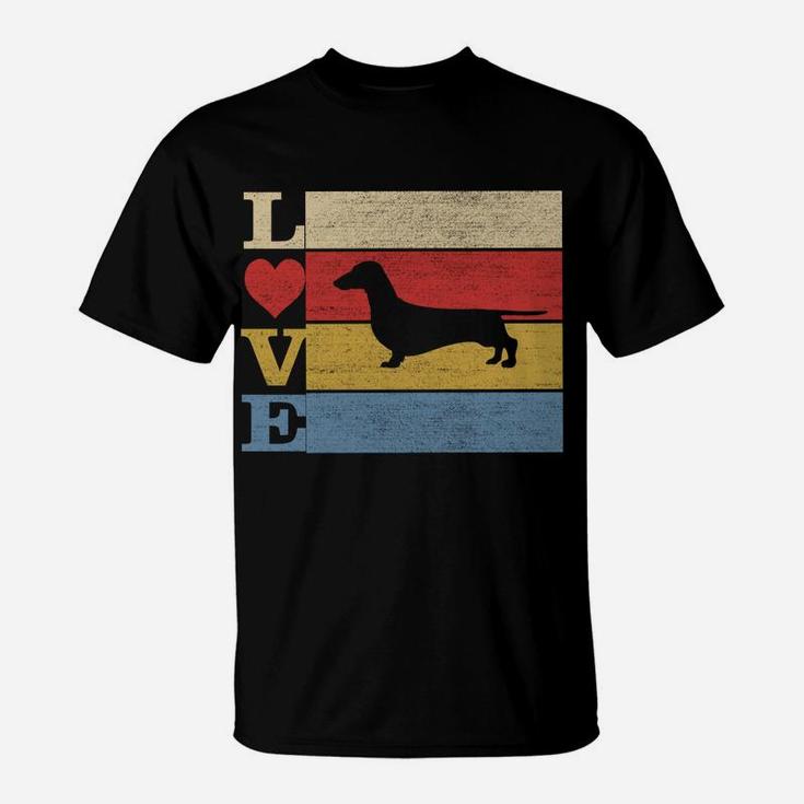 Dogs 365 Retro Love Dachshund Dog Vintage Gift T-Shirt