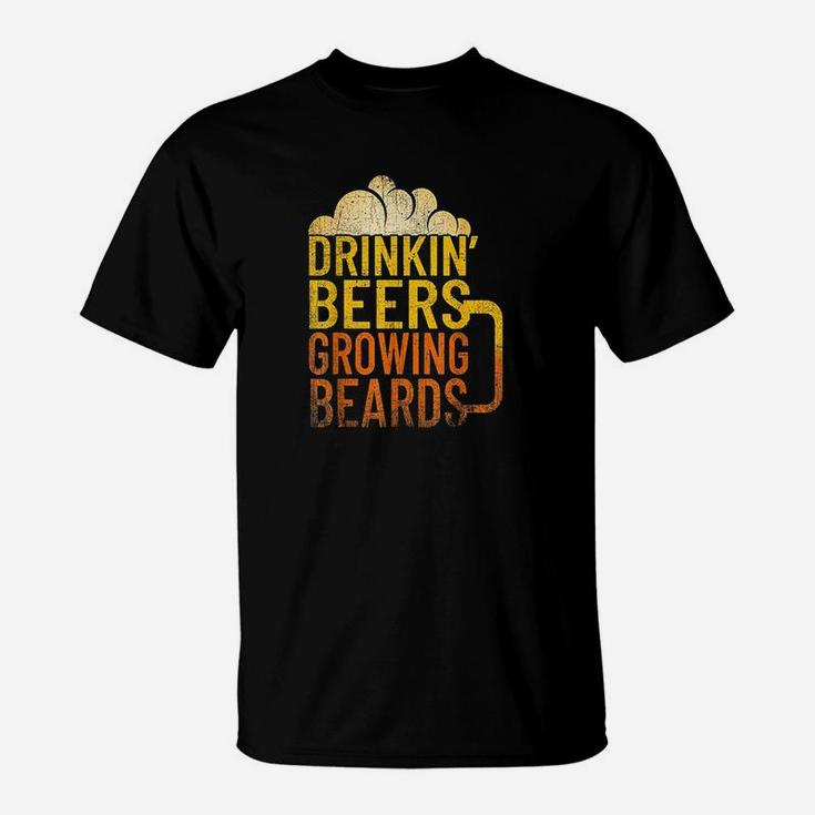 Drinkin Beers Growing Beards Funny Hipster Inspired T-Shirt