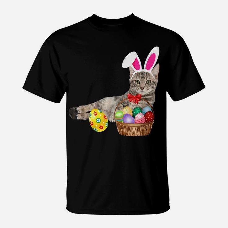 Easter Shirt Cat Funny Bunny Ears & Eggs Gift T-Shirt