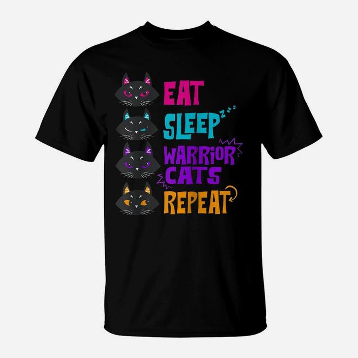 Eat Sleep Cat Warrior Repeat Cat Warrior Love Cats Raglan Baseball Tee T-Shirt