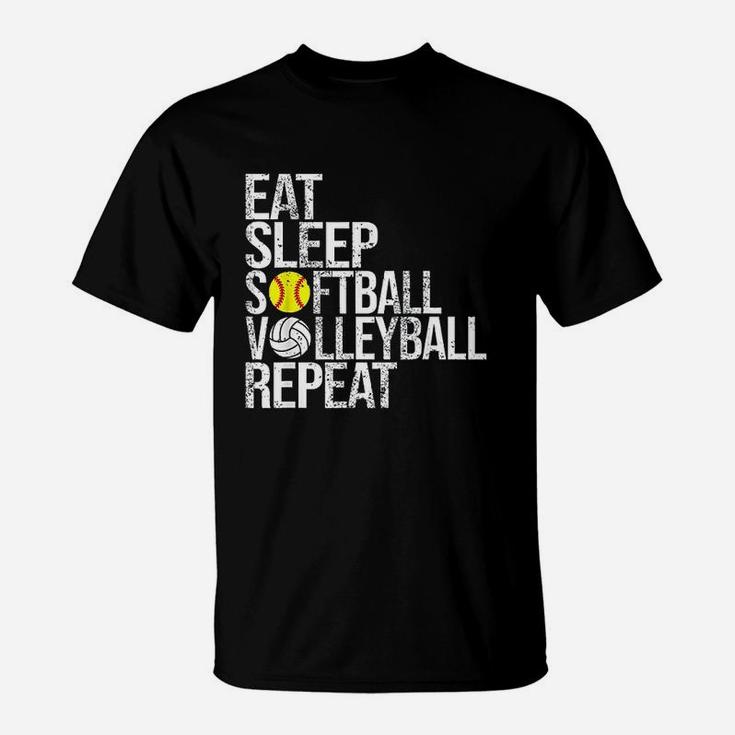 Eat Sleep Softball Volleyball Repeat T-Shirt