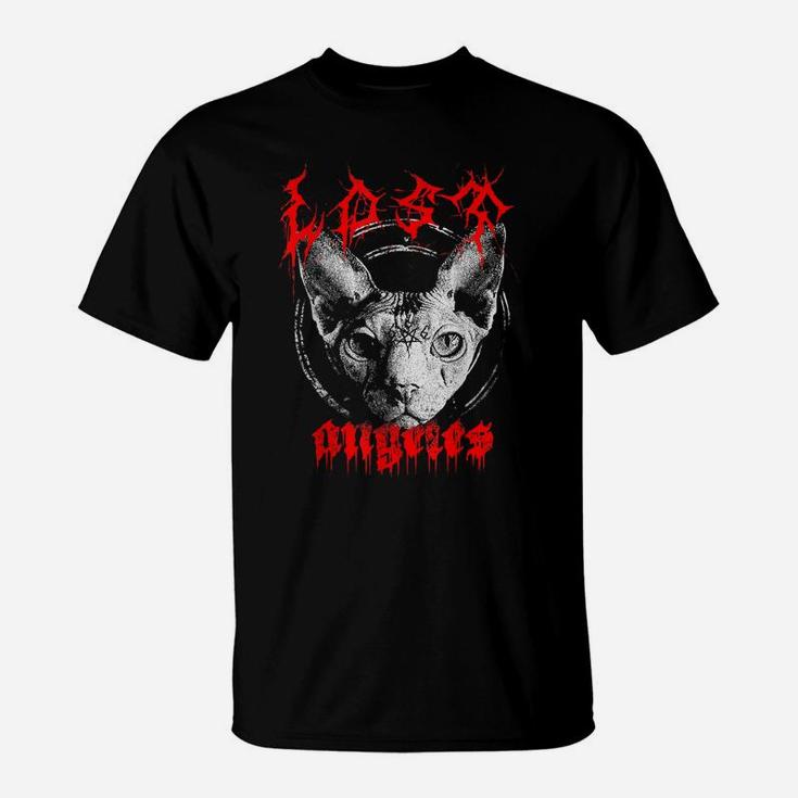 Edgy Gothic Clothing Sphynx Cat Lovers Occult Graphic T-Shirt