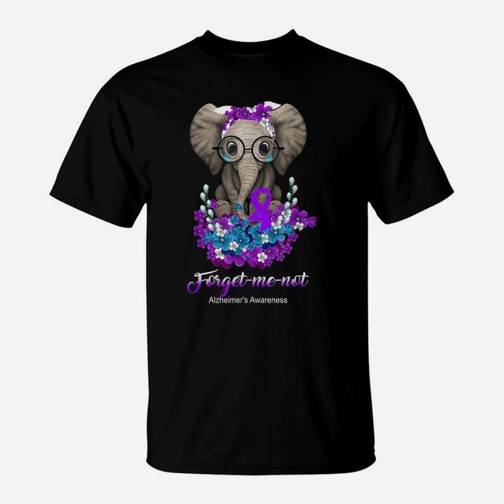 Elephant Forget Me Not Alzheimer's Awareness Flower T-Shirt