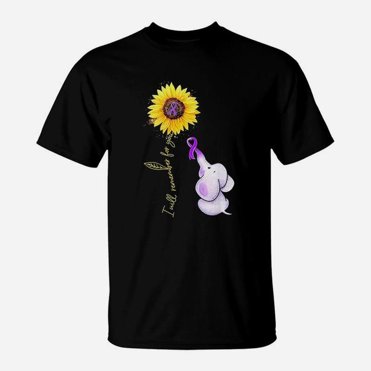 Elephant I Will Remember For You Sunflower T-Shirt