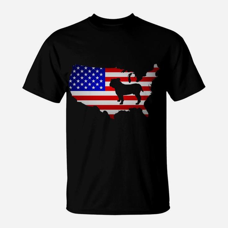 English Bulldog Dog Usa Flag Patriot Veteran Tshirtteegift T-Shirt