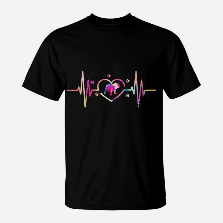 English Bulldog Mom Dad Tie Dye Heartbeat Dog Lover T-Shirt