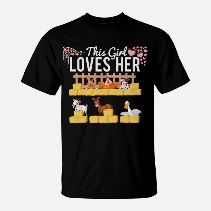 Farm Girl Who Loves Her Farm Animals Goat Chicken Horse T-Shirt