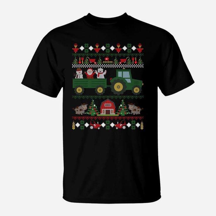 Farmer Ugly Christmas Tractor Farming Holiday Xmas Gift Sweatshirt T-Shirt
