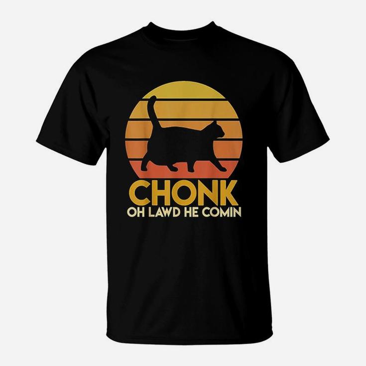 Fat Cats Chonk Oh Lawd He Comin Vintage Retro Sunset T-Shirt