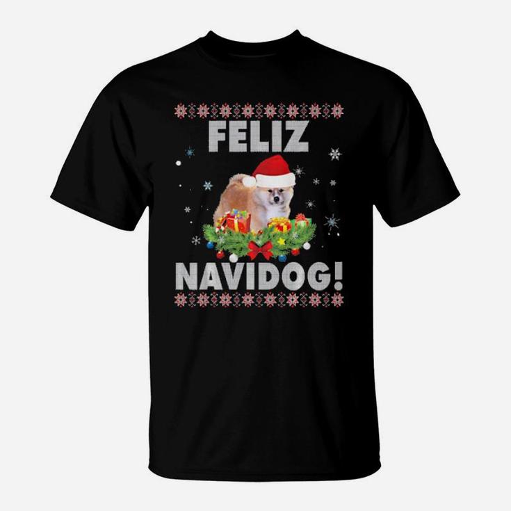 Feliz Navidog Akita Japanese Inu Dog Ugly Santa T-Shirt
