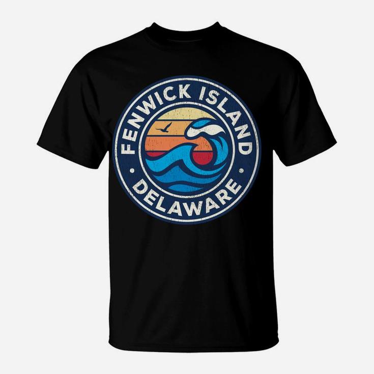 Fenwick Island Delaware De Vintage Nautical Waves Design T-Shirt