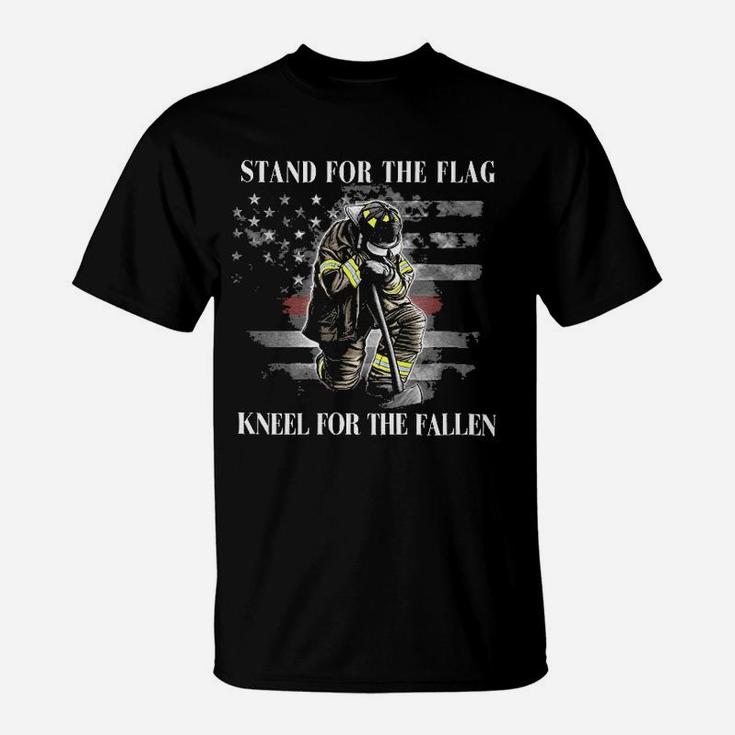 Fire Fighter  Firefighter American Flag Thin Red Line T-Shirt