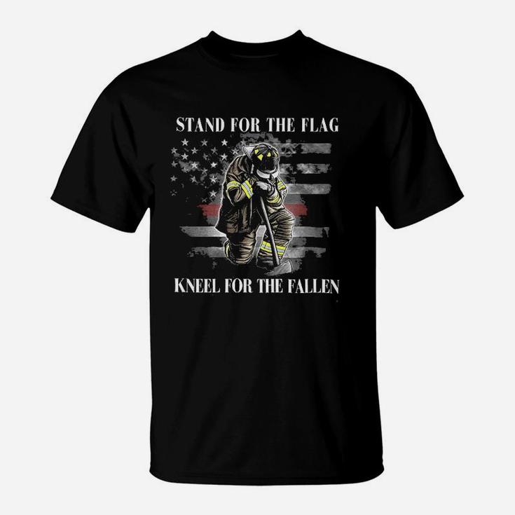 Firefighter Firefighter |Stand For The Flag Kneel For The Fallen T-Shirt