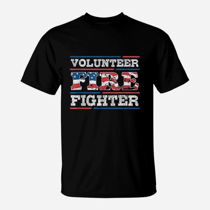 Firefighter Volunteer American Flag Fire Department Fireman T-Shirt