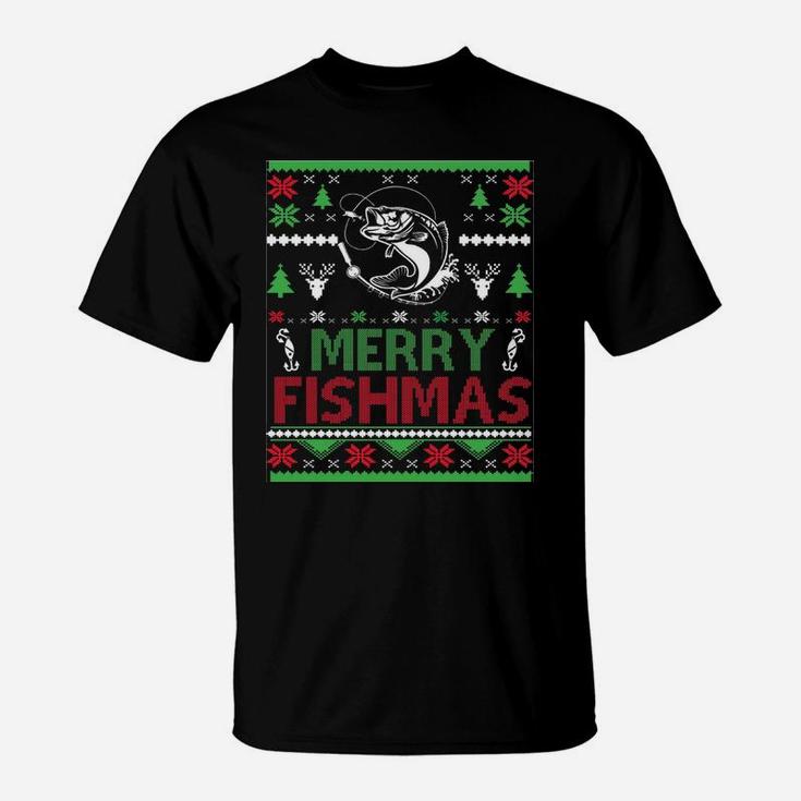 Fishing Ugly Christmas Apparel Bass Fish, Merry Fishmas Sweatshirt T-Shirt