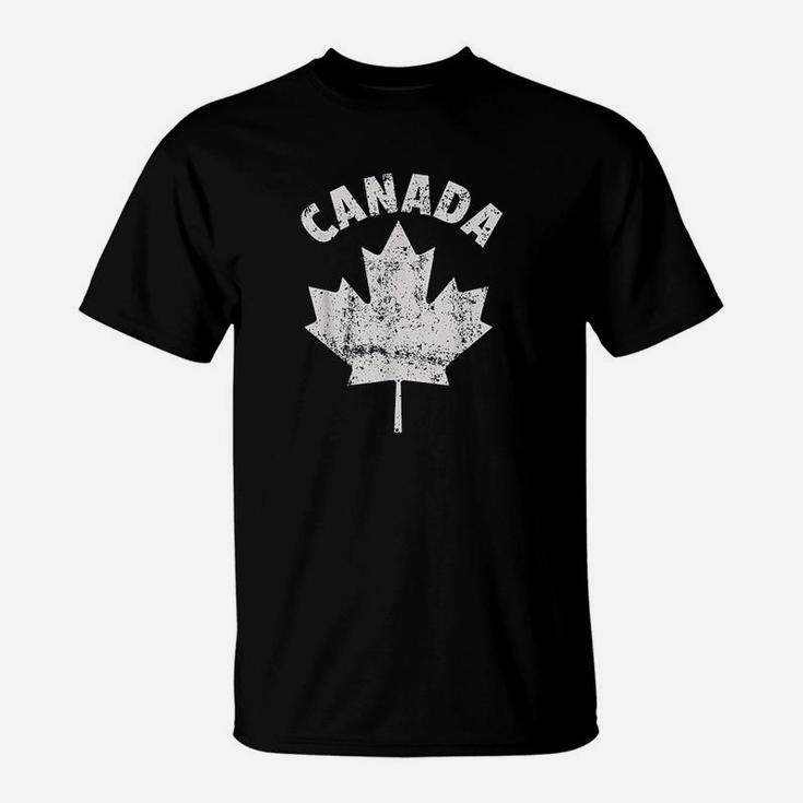 Flag Of Canada Fathers Day Canadian Leaf Vintage T-Shirt