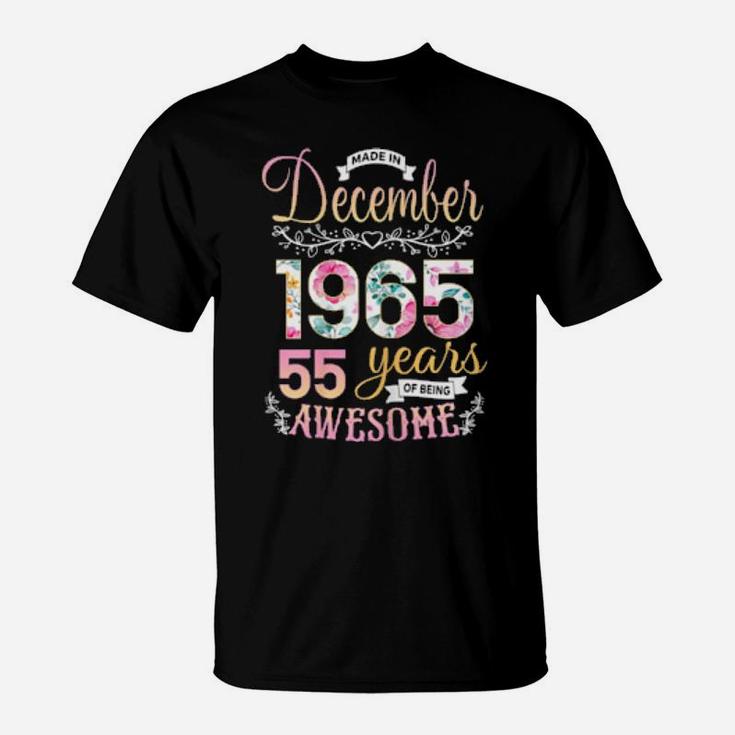 Floral 55 Birthday Made In December 1965 55 Years Old T-Shirt