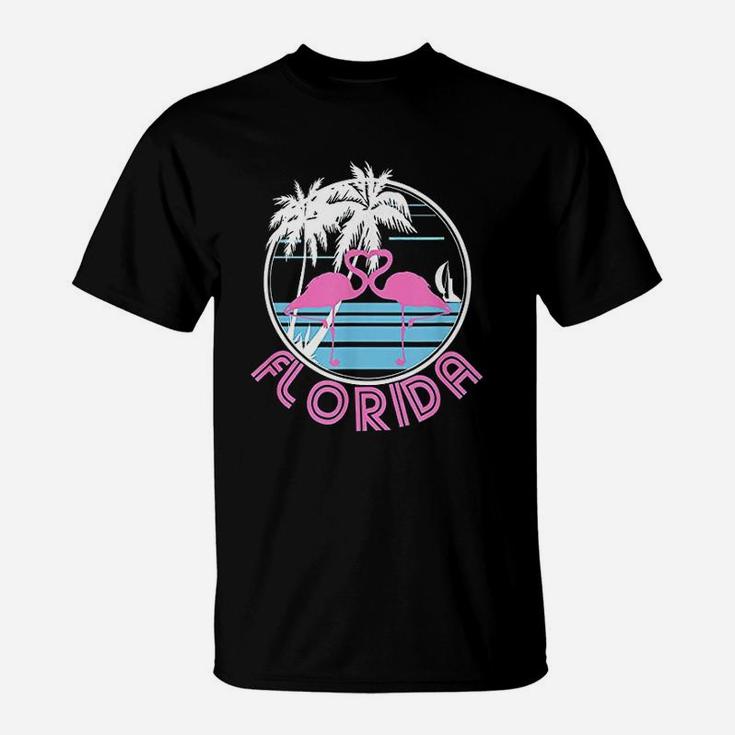 Florida Pink Flamingo Heart T-Shirt