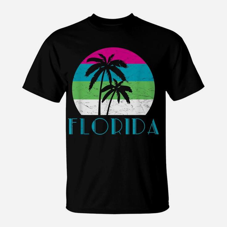 Florida Vacation Vintage Retro Sun And Palm Tree T-Shirt