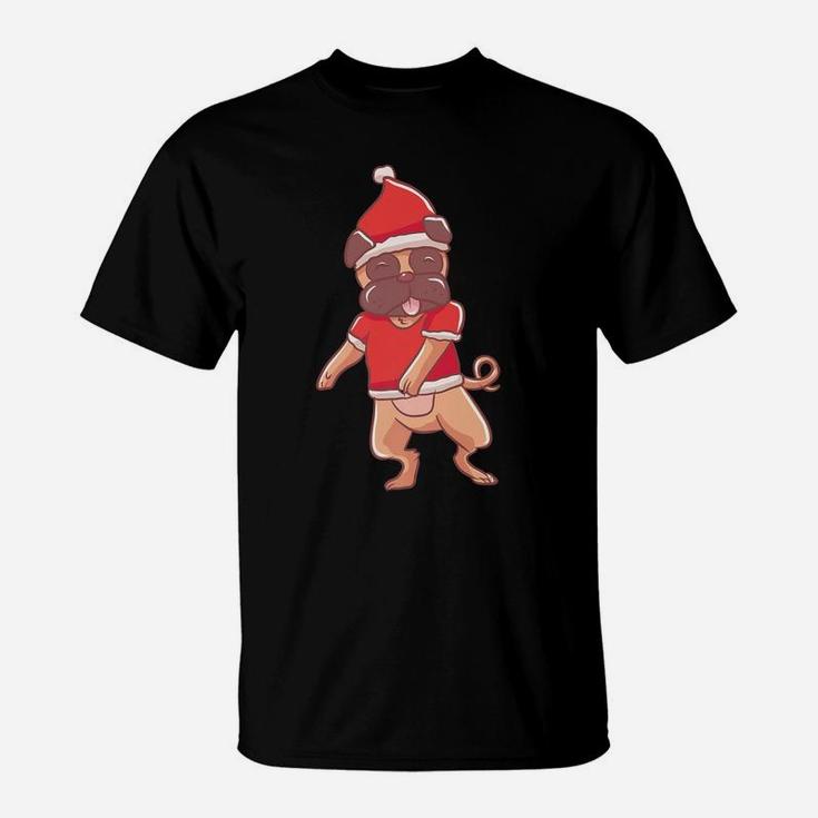 Flossing Santa Pug Dog Funny Ugly Christmas Shirt Gift T-Shirt