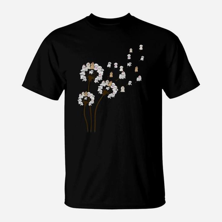 Flower Maltese Dog Dandelion Funny Animal Lover For Boy Girl T-Shirt