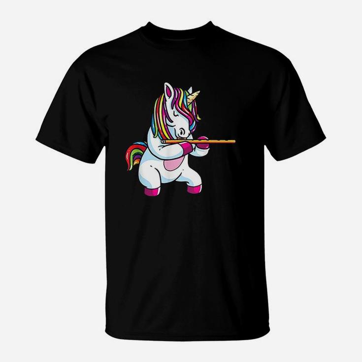 Flute Gift Teen Girls Marching Band Flutist Unicorn T-Shirt