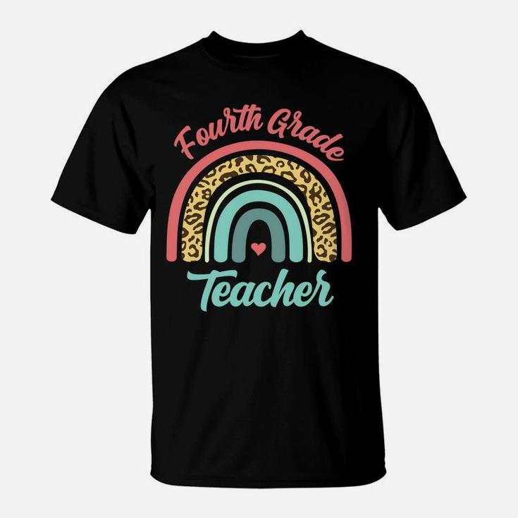 Fourth Grade Teacher Funny Teaching 4Th Leopard Rainbow Fun Sweatshirt T-Shirt