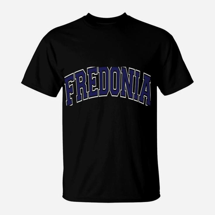 Fredonia Varsity Style Navy Blue Text T-Shirt