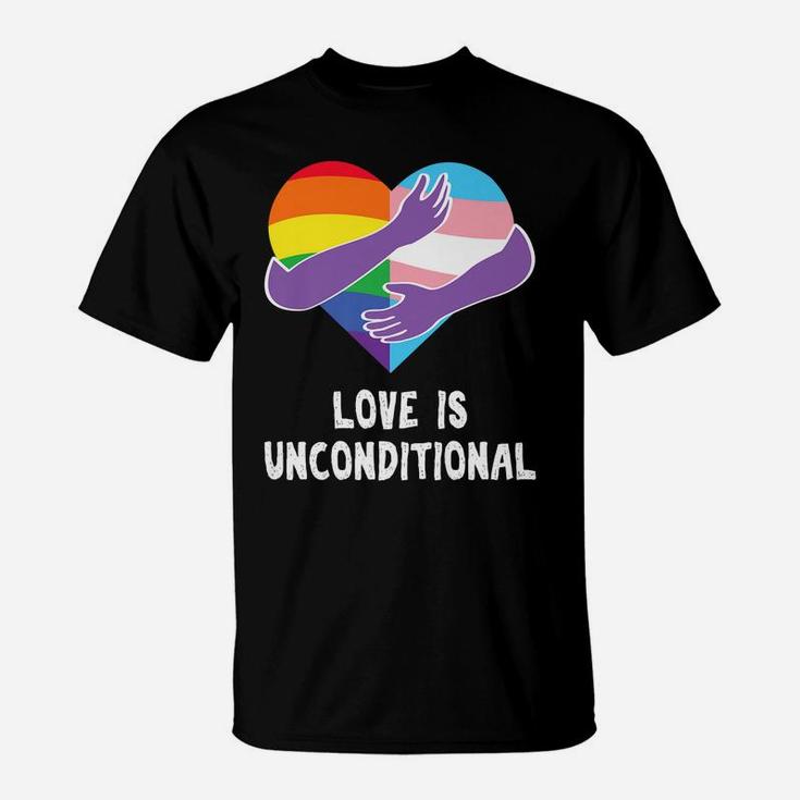 Free Mom Dad Hugs Lgbt Pride Nonbinary Pride Flag Love T-Shirt