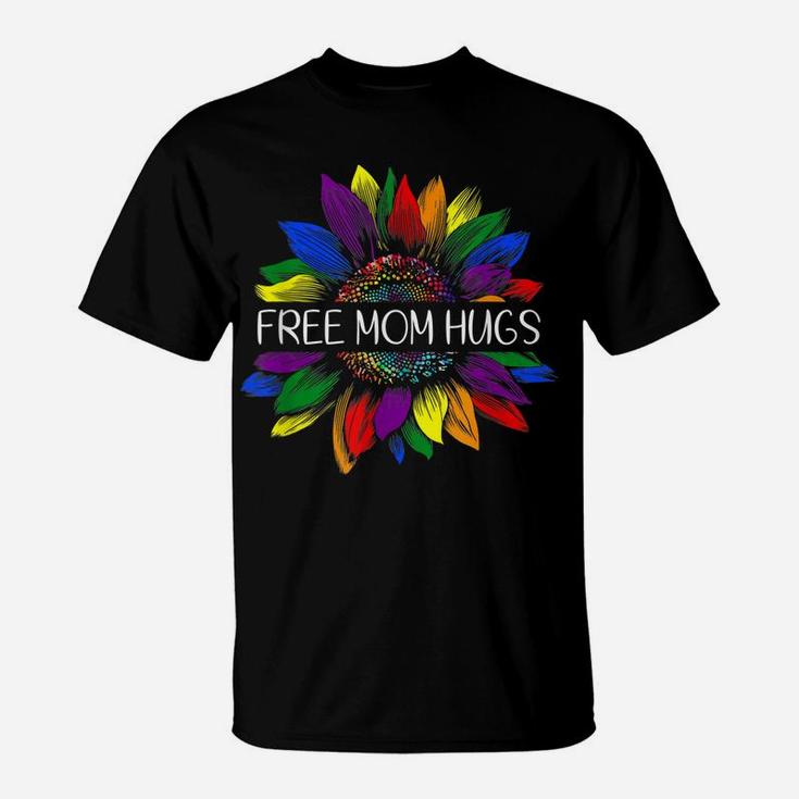 Free Mom Hugs Gay Pride Lgbt Daisy Rainbow Flower Hippie T-Shirt