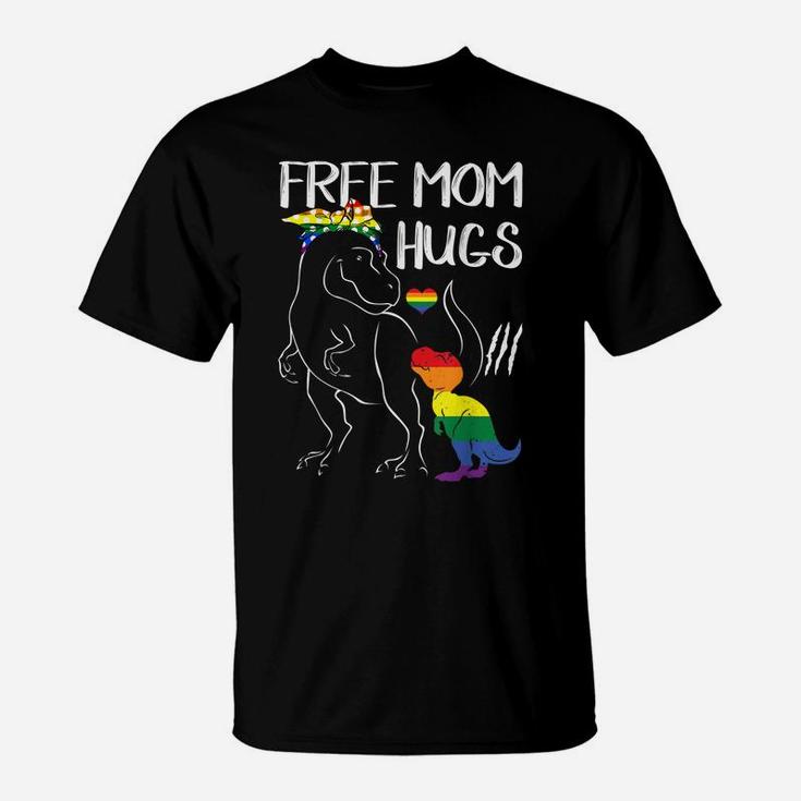 Free Mom Hugs Lgbt Pride Mama Dinosaur Rex  Gift T-Shirt