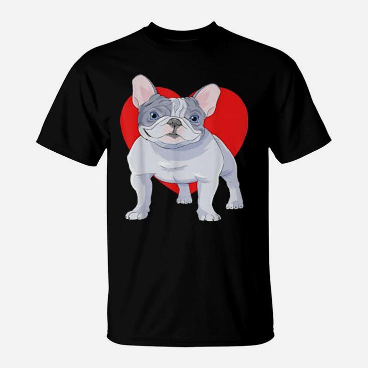 French Bulldog Dog Heart Valentine Day Decor T-Shirt