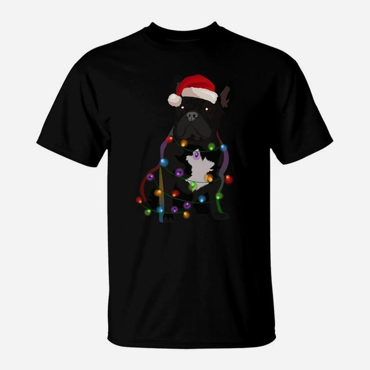 French Bulldog Frenchie Christmas Lights Xmas Dog Lover Sweatshirt T-Shirt