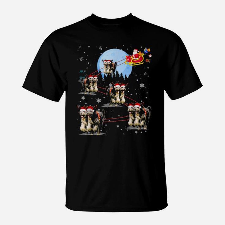 Funny Aussiedoodle Reindeer Santa Xmas For Dog T-Shirt