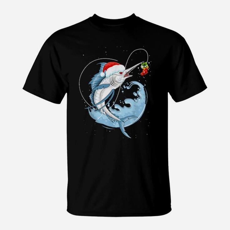 Funny Bass Fishing Santa Hat T-Shirt
