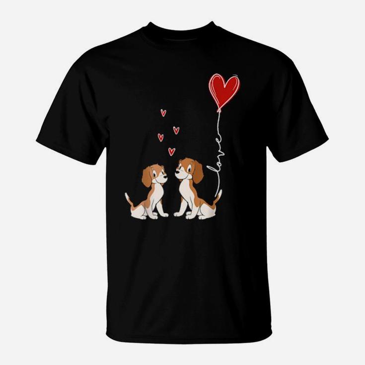 Funny Beagle Dog Happy Valentines Day Couple Matching T-Shirt