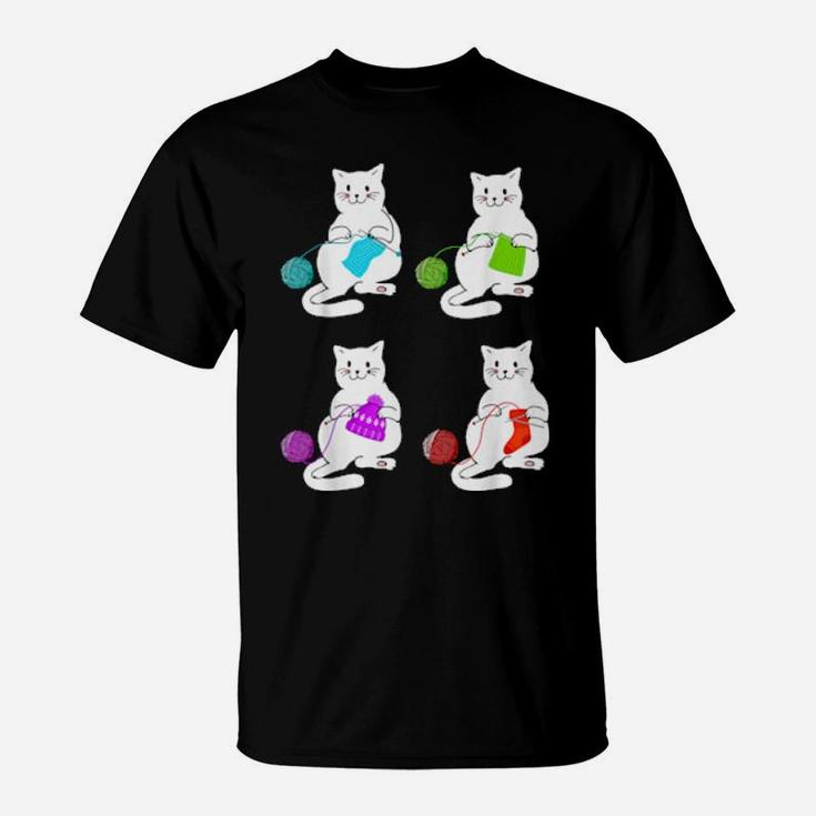 Funny Cats Yarn Cat Quilting Cat Crotches T-Shirt
