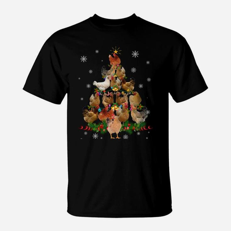 Funny Chicken Christmas Tree Pet Chicken Lover Christmas Sweatshirt T-Shirt