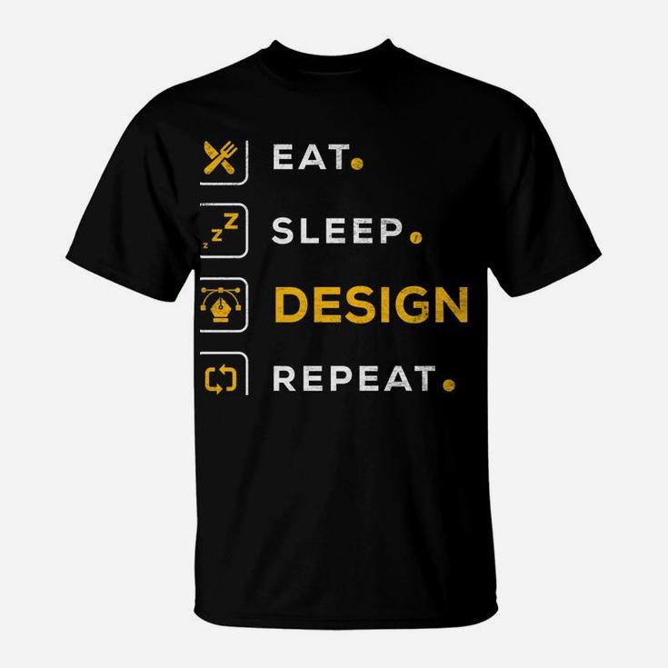 Funny Christmas Graphic Designer Gift Eat Sleep Design T-Shirt