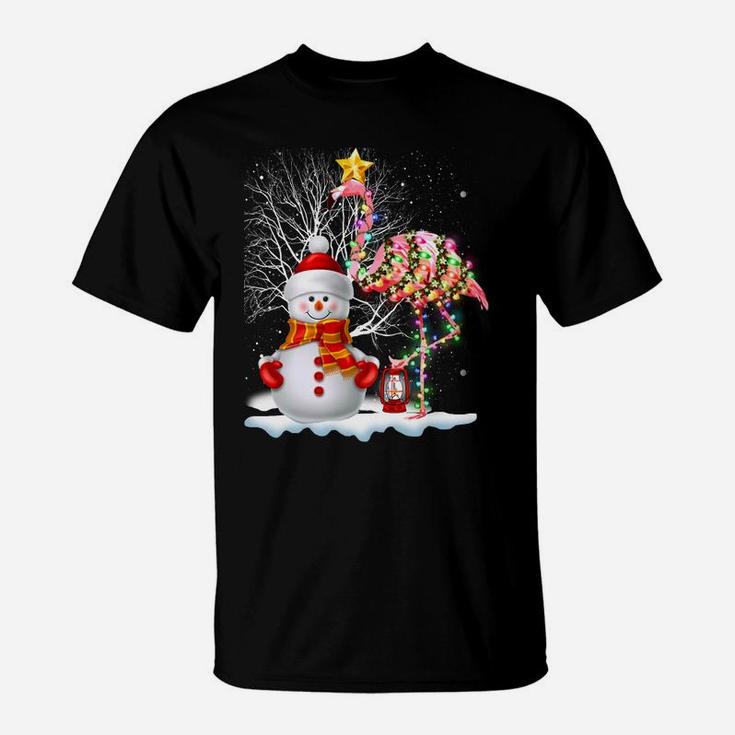 Funny Christmas Tree Flamingo Hat Santa Best Xmas T-Shirt