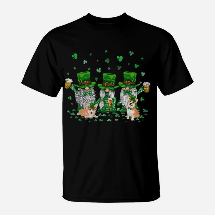 Funny Corgi Gnomes Irish St Patty's Themed Lucky Dog Gnome T-Shirt