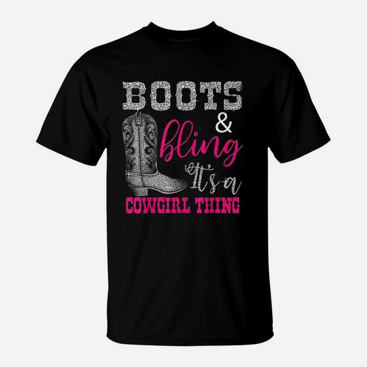 Funny Cowgirl Boots Bling Women Gift Cute Love Country Life T-Shirt