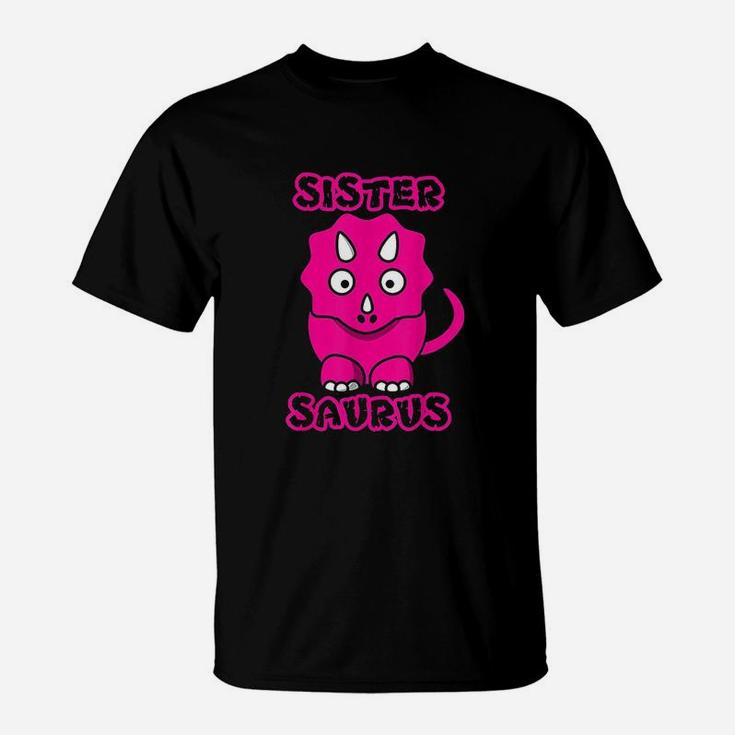 Funny Cute Kids Sister Saurus Triceratops Pink Dino Gift T-Shirt