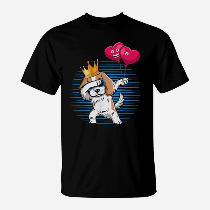 Funny Dabbing Dog Animal Cute Valentine's Day T-Shirt